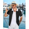 image:imageCOOFANDY Mens Knit Short Sleeve Shirts Button Down Summer Polo ShirtWhiteblack