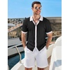 image:imageCOOFANDY Mens Knit Short Sleeve Shirts Button Down Summer Polo ShirtWhiteblack