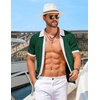 image:imageCOOFANDY Mens Knit Short Sleeve Shirts Button Down Summer Polo ShirtWhitegreen