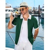 image:imageCOOFANDY Mens Knit Short Sleeve Shirts Button Down Summer Polo ShirtWhitegreen