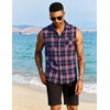 image:imageCOOFANDY Mens Lightweight Sleeveless Flannel Shirt Button Up Plaid ShirtsNavy Blush
