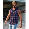 image:imageCOOFANDY Mens Lightweight Sleeveless Flannel Shirt Button Up Plaid ShirtsNavy Blush