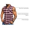 image:imageCOOFANDY Mens Lightweight Sleeveless Flannel Shirt Button Up Plaid ShirtsRed1