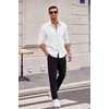 image:imageCOOFANDY Mens Long Sleeve Casual Button Down Shirts Untucked Shirts Plaid Collar Vintage Denim ShirtWhite