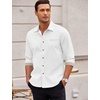 image:imageCOOFANDY Mens Long Sleeve Casual Button Down Shirts Untucked Shirts Plaid Collar Vintage Denim ShirtWhite