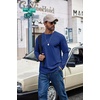 image:imageCOOFANDY Mens Long Sleeve Shirts Crew Neck Cotton TShirt Casual ShirtsBlue