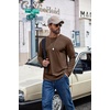 image:imageCOOFANDY Mens Long Sleeve Shirts Crew Neck Cotton TShirt Casual ShirtsBrown