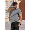 image:imageCOOFANDY Mens Muscle Fit Dress Shirts Stretch Wrinkle Free Short Sleeve Button Down Shirt Casual Solid Untucked ShirtLight Grey