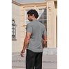 image:imageCOOFANDY Mens Muscle Fit Dress Shirts Stretch Wrinkle Free Short Sleeve Button Down Shirt Casual Solid Untucked ShirtLight Grey