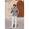 image:imageCOOFANDY Mens Muscle Fit Dress Shirts Stretch Wrinkle Free Short Sleeve Button Down Shirt Casual Solid Untucked ShirtLight Grey