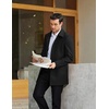 image:imageCOOFANDY Mens Pea Coat Slim Fit Winter Overcoat Mid Length Trench CoatBlack