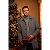 image:imageCOOFANDY Mens Pea Coat Slim Fit Winter Overcoat Mid Length Trench CoatBlackwhite Plaid