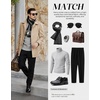 image:imageCOOFANDY Mens Pea Coat Slim Fit Winter Overcoat Mid Length Trench CoatKhaki