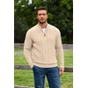 image:imageCOOFANDY Mens Quarter Zip Pullover Cable Knit Dress SweaterApricot
