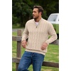 image:imageCOOFANDY Mens Quarter Zip Pullover Cable Knit Dress SweaterApricot