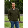 image:imageCOOFANDY Mens Quarter Zip Pullover Cable Knit Dress SweaterArmy Green