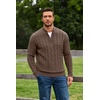 image:imageCOOFANDY Mens Quarter Zip Pullover Cable Knit Dress SweaterAsh Brown