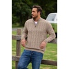 image:imageCOOFANDY Mens Quarter Zip Pullover Cable Knit Dress SweaterBeige