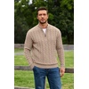 image:imageCOOFANDY Mens Quarter Zip Pullover Cable Knit Dress SweaterBeige