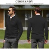 image:imageCOOFANDY Mens Quarter Zip Pullover Cable Knit Dress SweaterBlack