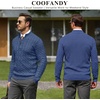 image:imageCOOFANDY Mens Quarter Zip Pullover Cable Knit Dress SweaterBlue