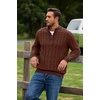 image:imageCOOFANDY Mens Quarter Zip Pullover Cable Knit Dress SweaterBrown