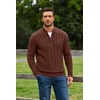 image:imageCOOFANDY Mens Quarter Zip Pullover Cable Knit Dress SweaterBrown