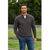 image:imageCOOFANDY Mens Quarter Zip Pullover Cable Knit Dress SweaterDark Grey