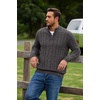 image:imageCOOFANDY Mens Quarter Zip Pullover Cable Knit Dress SweaterDark Grey