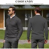 image:imageCOOFANDY Mens Quarter Zip Pullover Cable Knit Dress SweaterDark Grey