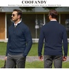 image:imageCOOFANDY Mens Quarter Zip Pullover Cable Knit Dress SweaterDark Navy