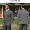image:imageCOOFANDY Mens Quarter Zip Pullover Cable Knit Dress SweaterGrey
