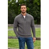 image:imageCOOFANDY Mens Quarter Zip Pullover Cable Knit Dress SweaterGrey