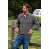 image:imageCOOFANDY Mens Quarter Zip Pullover Cable Knit Dress SweaterGrey