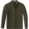 image:imageCOOFANDY Mens Quarter Zip Pullover Cable Knit Mock Neck Dress SweaterArmy Green