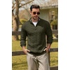 image:imageCOOFANDY Mens Quarter Zip Pullover Cable Knit Mock Neck Dress SweaterArmy Green