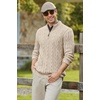 image:imageCOOFANDY Mens Quarter Zip Pullover Cable Knit Mock Neck Dress SweaterBeige