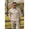 image:imageCOOFANDY Mens Quarter Zip Pullover Cable Knit Mock Neck Dress SweaterBeige
