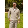 image:imageCOOFANDY Mens Quarter Zip Pullover Cable Knit Mock Neck Dress SweaterBeige