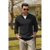 image:imageCOOFANDY Mens Quarter Zip Pullover Cable Knit Mock Neck Dress SweaterBlack
