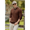 image:imageCOOFANDY Mens Quarter Zip Pullover Cable Knit Mock Neck Dress SweaterBrown