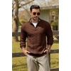 image:imageCOOFANDY Mens Quarter Zip Pullover Cable Knit Mock Neck Dress SweaterBrown