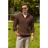 image:imageCOOFANDY Mens Quarter Zip Pullover Cable Knit Mock Neck Dress SweaterBrown