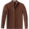 image:imageCOOFANDY Mens Quarter Zip Pullover Cable Knit Mock Neck Dress SweaterBrown