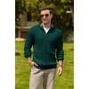 image:imageCOOFANDY Mens Quarter Zip Pullover Cable Knit Mock Neck Dress SweaterDark Green