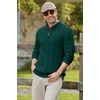 image:imageCOOFANDY Mens Quarter Zip Pullover Cable Knit Mock Neck Dress SweaterDark Green