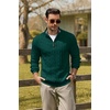 image:imageCOOFANDY Mens Quarter Zip Pullover Cable Knit Mock Neck Dress SweaterDark Green