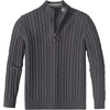 image:imageCOOFANDY Mens Quarter Zip Pullover Cable Knit Mock Neck Dress SweaterDark Grey