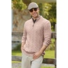 image:imageCOOFANDY Mens Quarter Zip Pullover Cable Knit Mock Neck Dress SweaterKhaki
