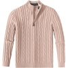 image:imageCOOFANDY Mens Quarter Zip Pullover Cable Knit Mock Neck Dress SweaterKhaki